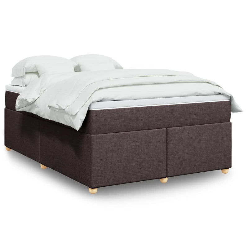 Pat box spring cu saltea, maro închis, 160x200 cm, textil