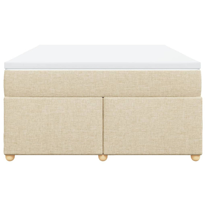 Pat box spring cu saltea, crem, 160x200 cm, material textil