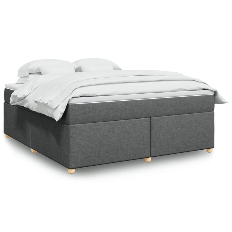Pat box spring cu saltea, gri închis, 180x200 cm, textil