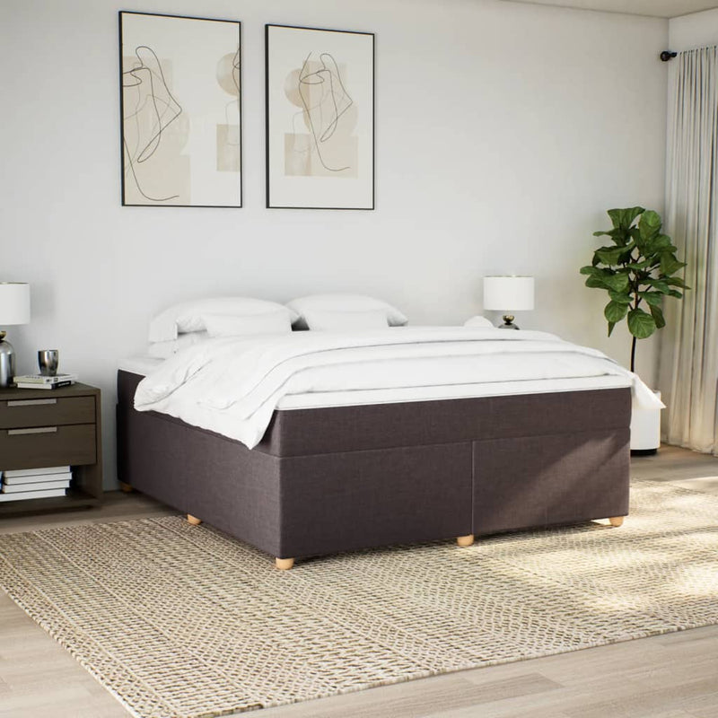 Pat continental cu saltea maro închis 180x200cm material textil