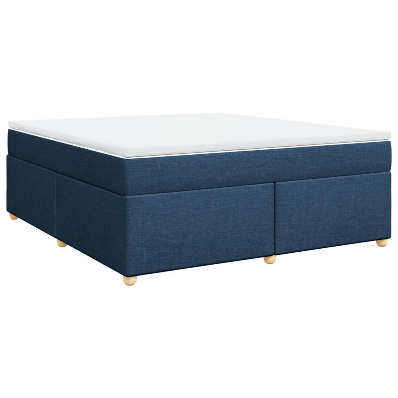 Pat box spring cu saltea, albastru, 180x200 cm, material textil