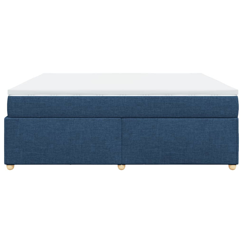 Pat box spring cu saltea, albastru, 180x200 cm, material textil