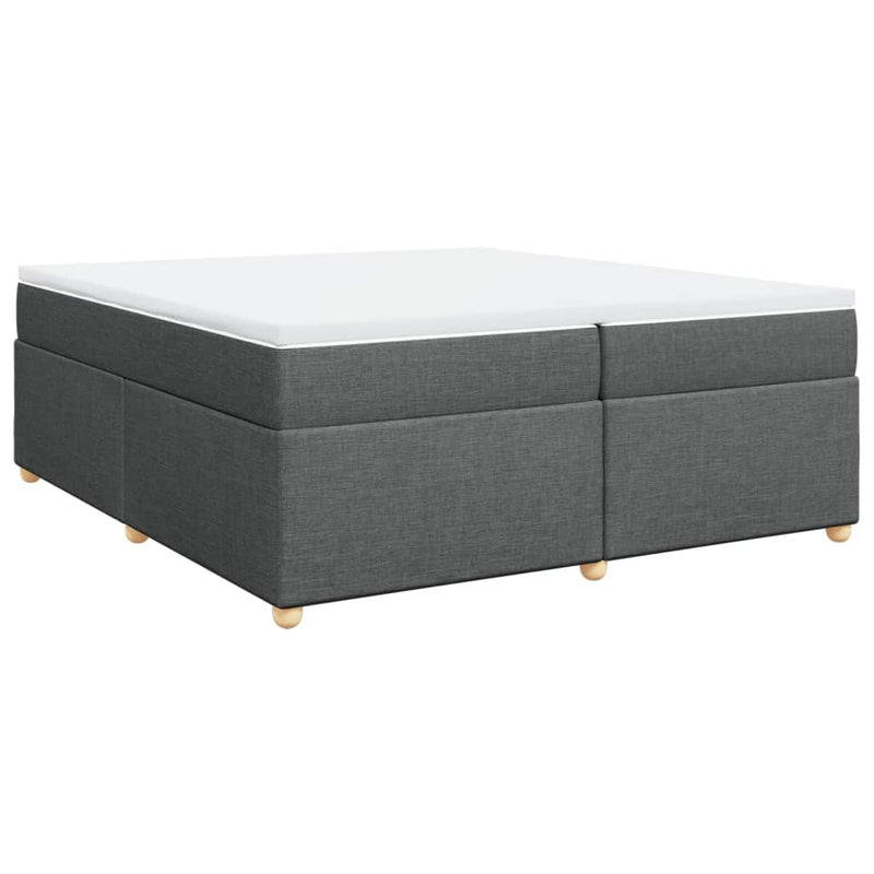 Pat box spring cu saltea, gri închis, 200x200 cm, textil
