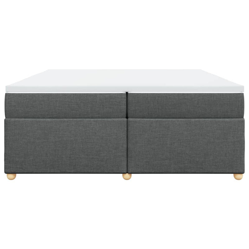 Pat box spring cu saltea, gri închis, 200x200 cm, textil
