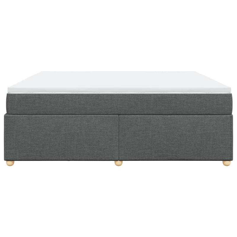 Pat box spring cu saltea, gri închis, 200x200 cm, textil