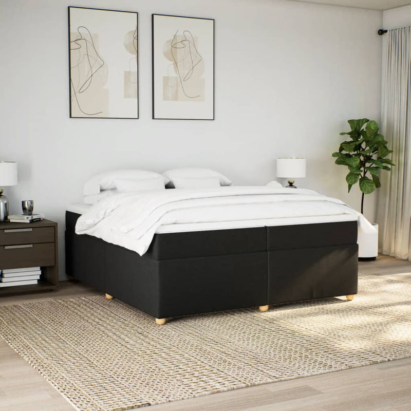 Pat box spring cu saltea, negru, 200x200 cm, textil