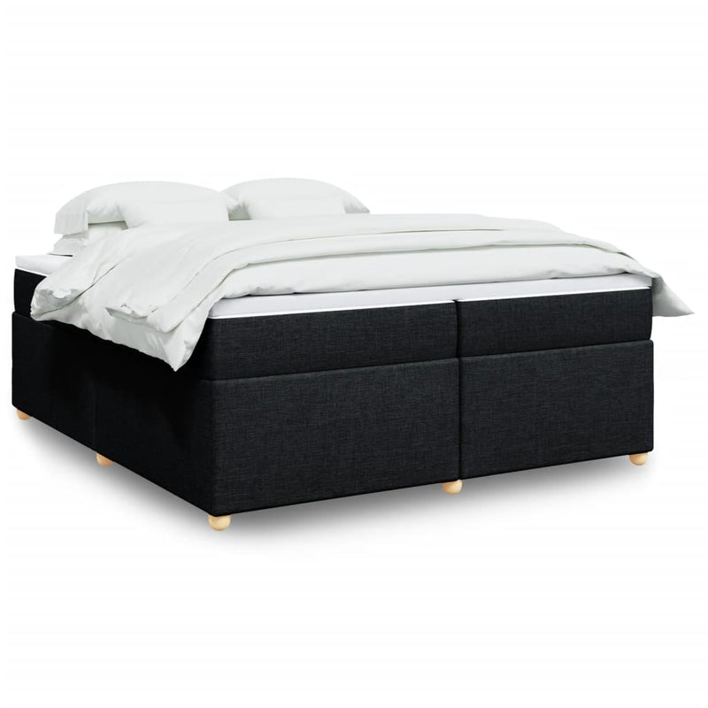 Pat box spring cu saltea, negru, 200x200 cm, textil