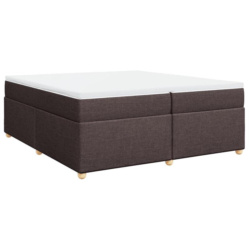 Pat box spring cu saltea, maro închis, 200x200 cm, textil