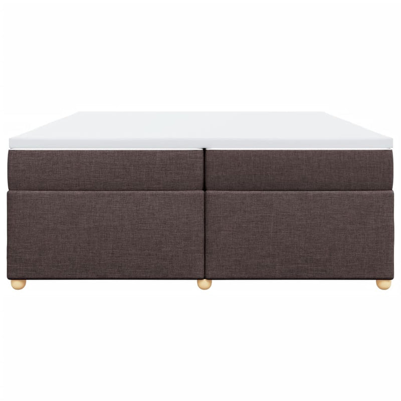 Pat box spring cu saltea, maro închis, 200x200 cm, textil