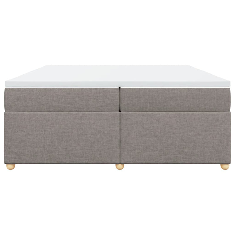 Pat box spring cu saltea, gri taupe, 200x200 cm, textil