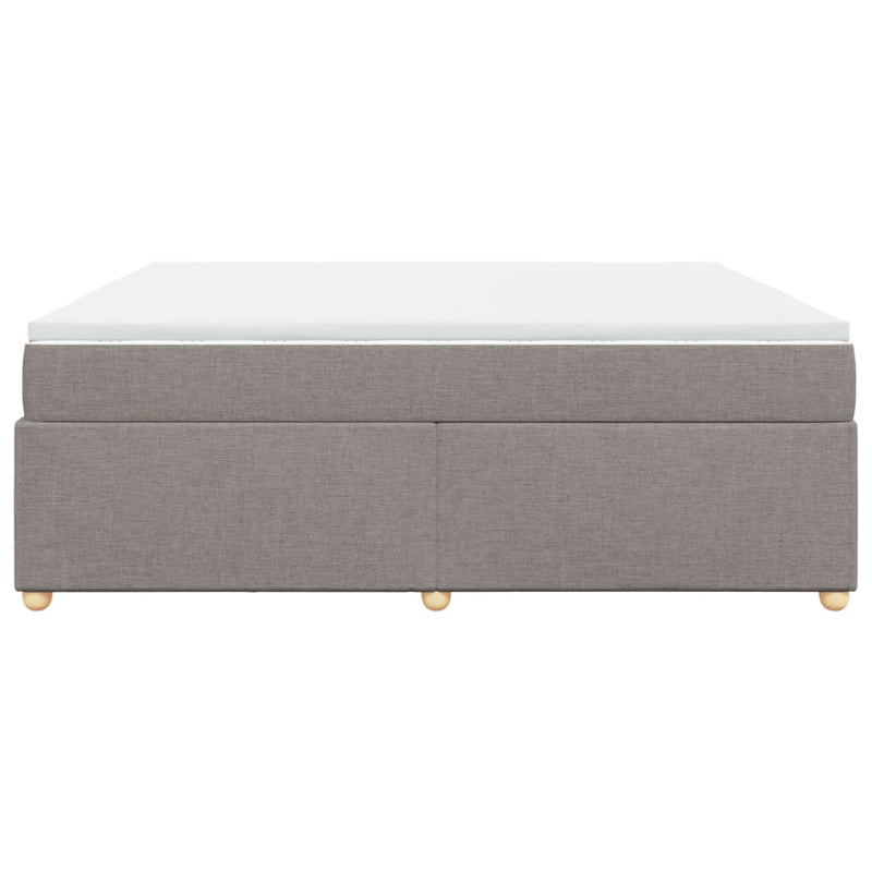 Pat box spring cu saltea, gri taupe, 200x200 cm, textil