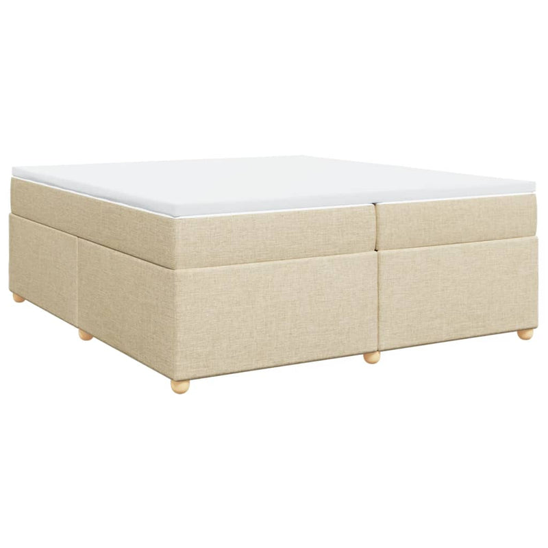 Pat box spring cu saltea, crem, 200x200 cm, textil