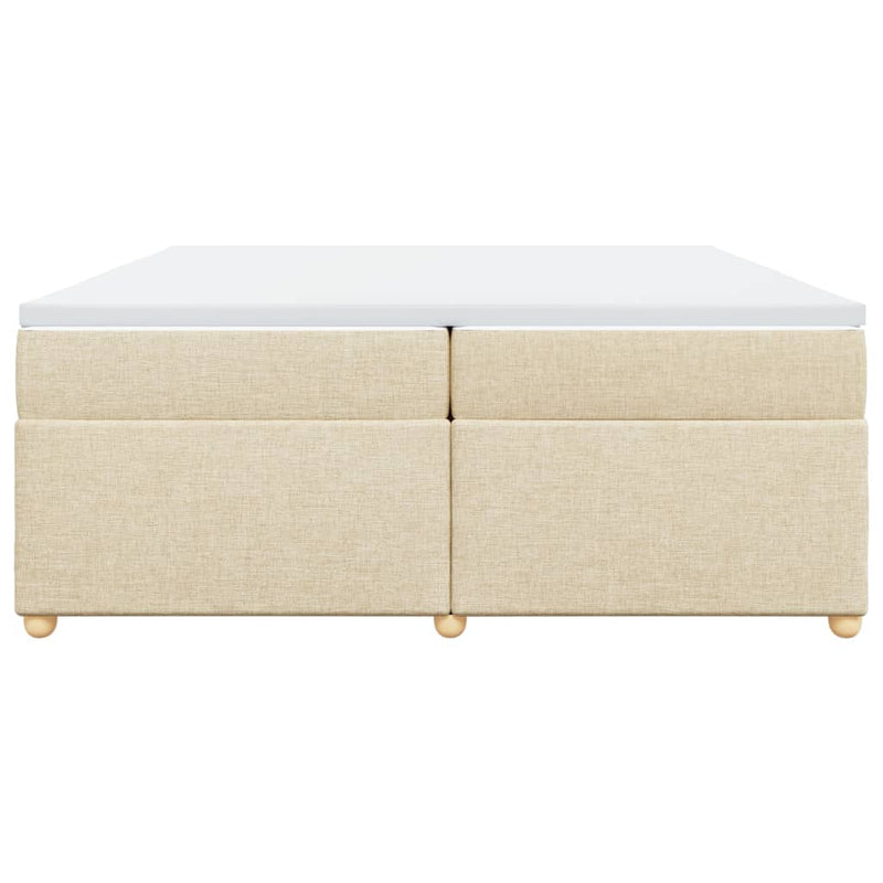 Pat box spring cu saltea, crem, 200x200 cm, textil