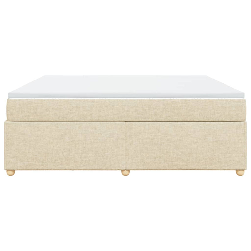 Pat box spring cu saltea, crem, 200x200 cm, textil