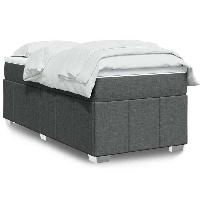 Pat box spring cu saltea, gri închis, 80x200 cm, textil