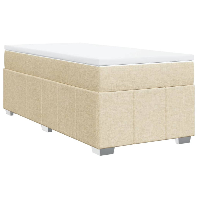 Pat box spring cu saltea, crem, 80x200 cm, textil