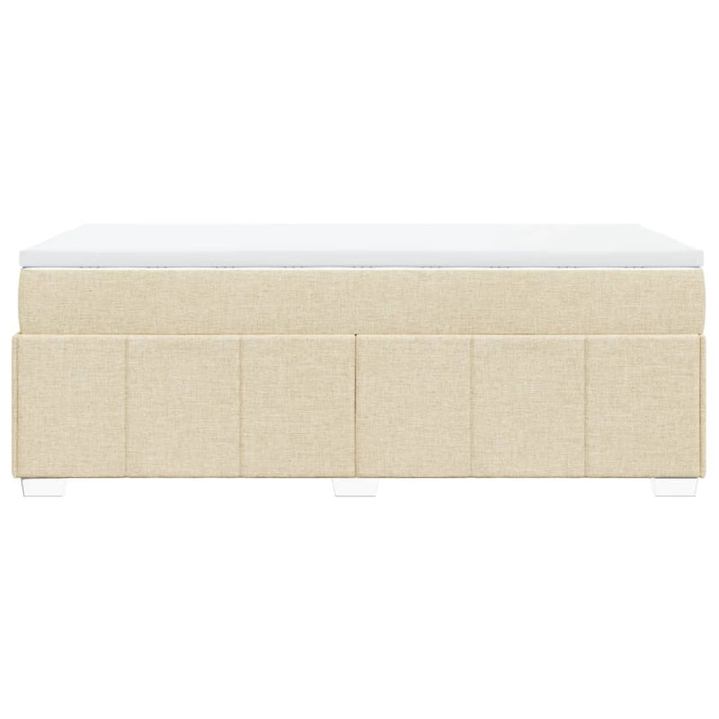 Pat box spring cu saltea, crem, 80x200 cm, textil