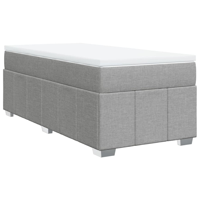 Pat box spring cu saltea, gri deschis, 90x200 cm, textil