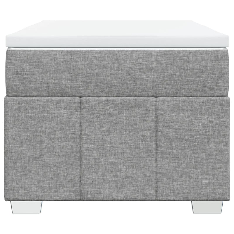 Pat box spring cu saltea, gri deschis, 90x200 cm, textil