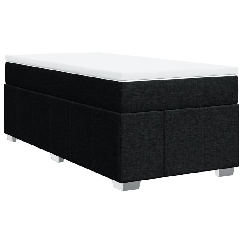 Pat box spring cu saltea, negru, 90x200 cm, textil