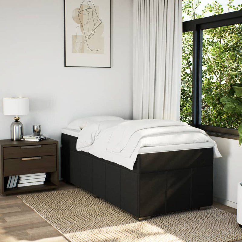 Pat box spring cu saltea, negru, 90x200 cm, textil
