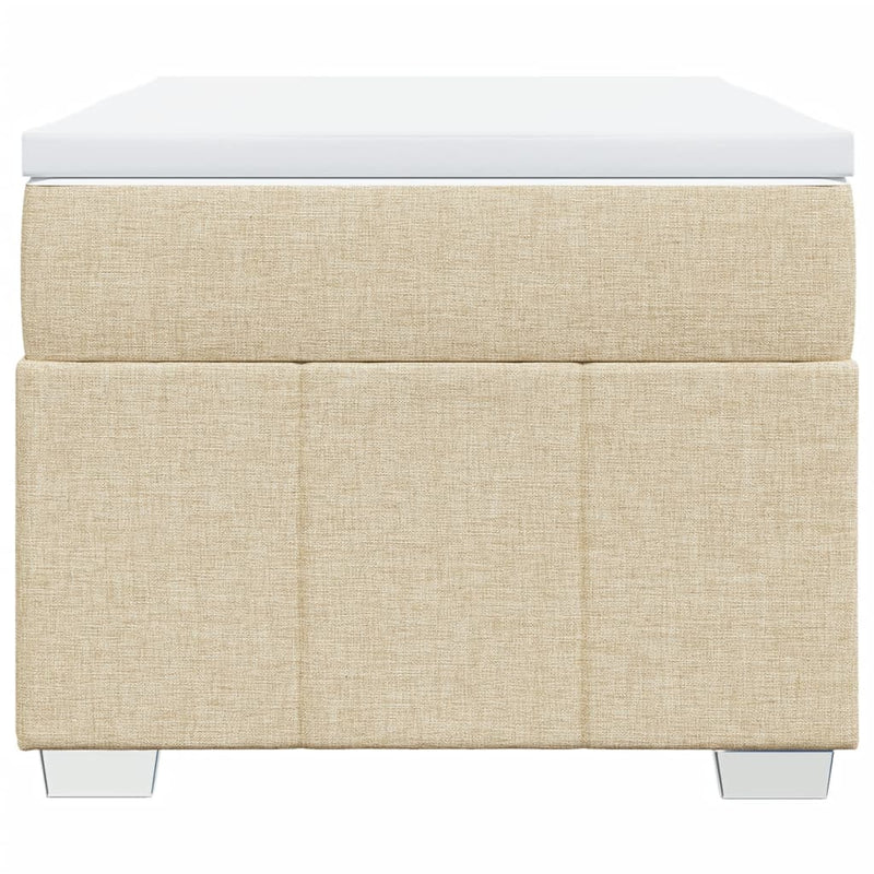 Pat box spring cu saltea, crem, 90x200 cm, textil