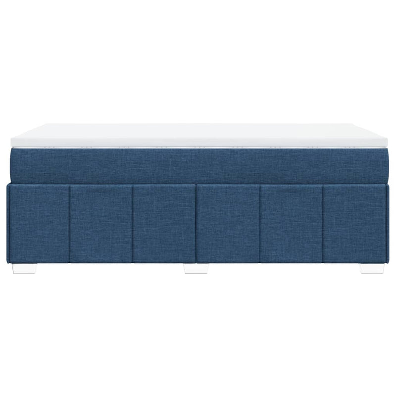 Pat box spring cu saltea, albastru, 90x200 cm, textil