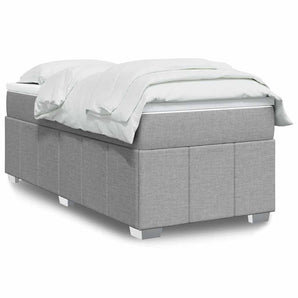 Pat box spring cu saltea, gri deschis, 100x200 cm, textil