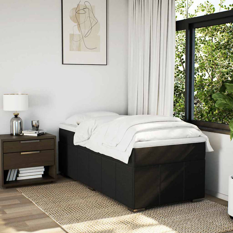 Pat box spring cu saltea, negru, 100x200 cm, textil