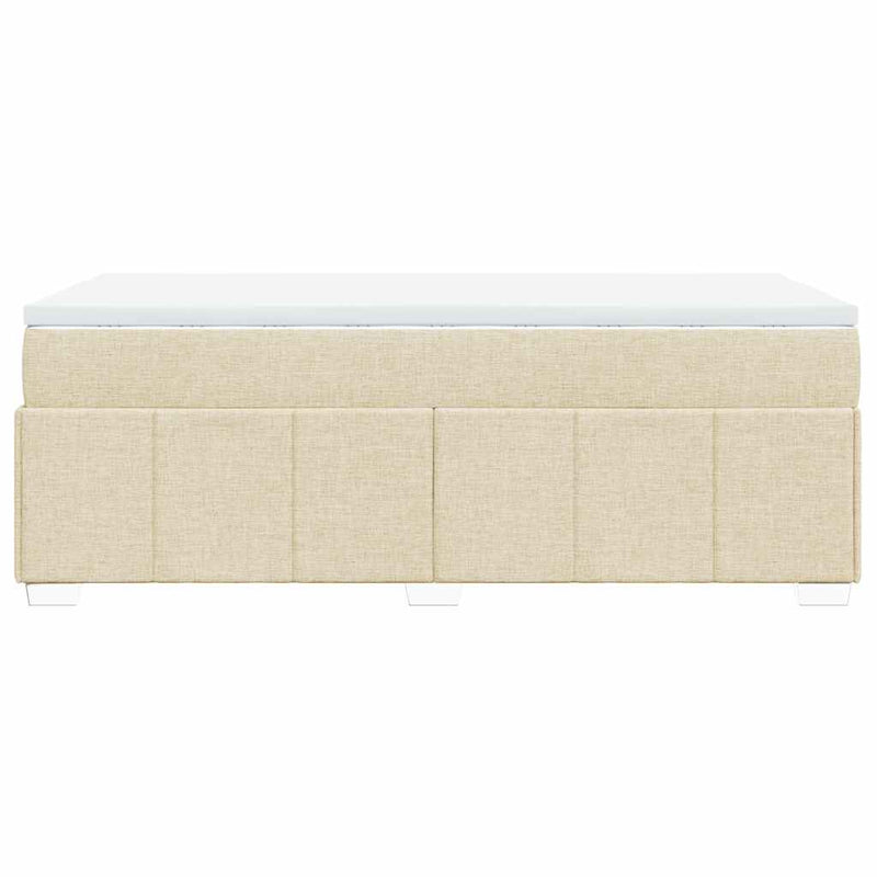 Pat box spring cu saltea, crem, 100x200 cm, textil