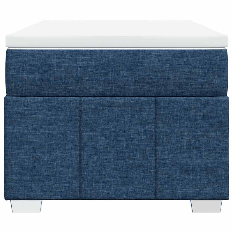 Pat box spring cu saltea, albastru, 100x200 cm, textil
