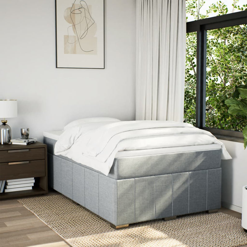 Pat box spring cu saltea, gri deschis, 120x190 cm, textil