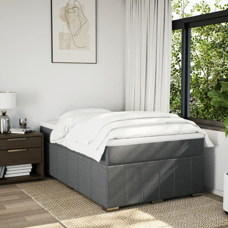 Pat box spring cu saltea, gri închis, 120x190 cm, textil