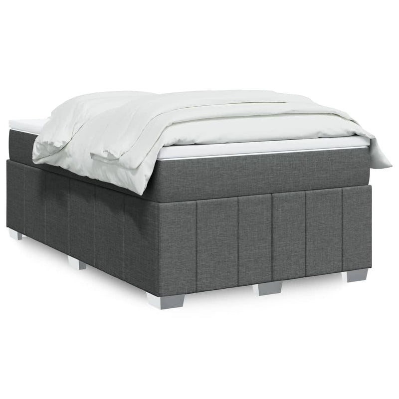 Pat box spring cu saltea, gri închis, 120x190 cm, textil
