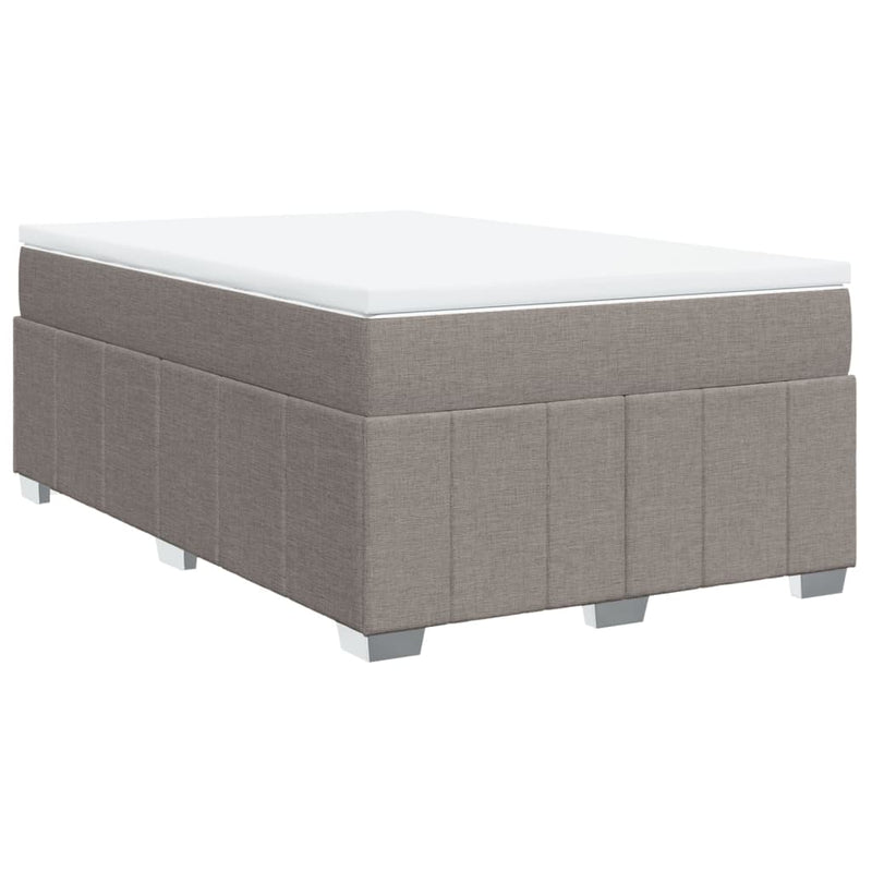 Pat box spring cu saltea, taupe, 120x190 cm material textil