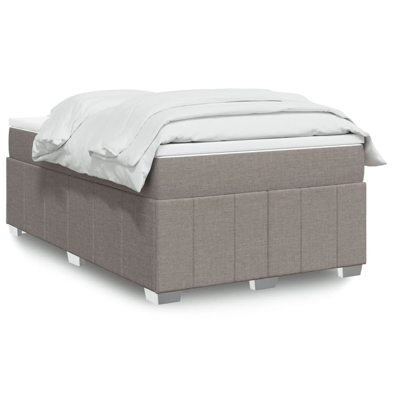 Pat box spring cu saltea, taupe, 120x190 cm material textil