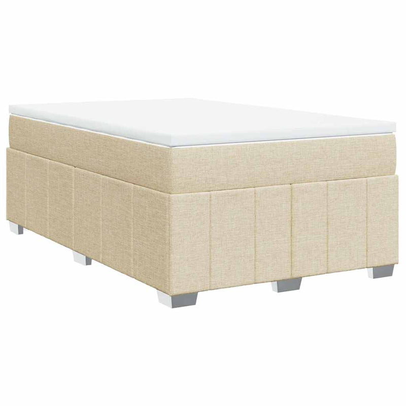 Pat box spring cu saltea, crem, 120x200 cm, textil
