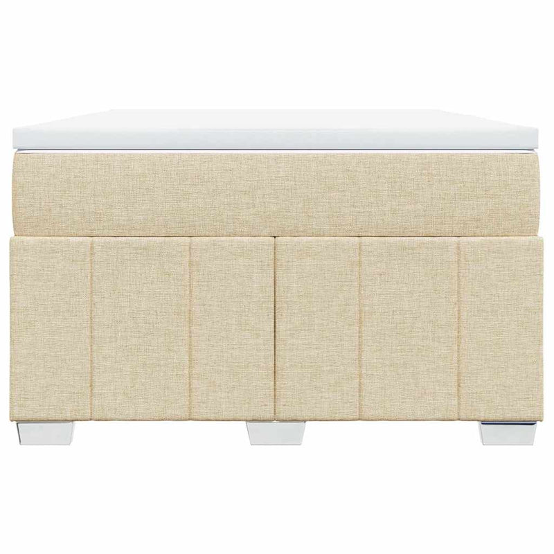 Pat box spring cu saltea, crem, 120x200 cm, textil
