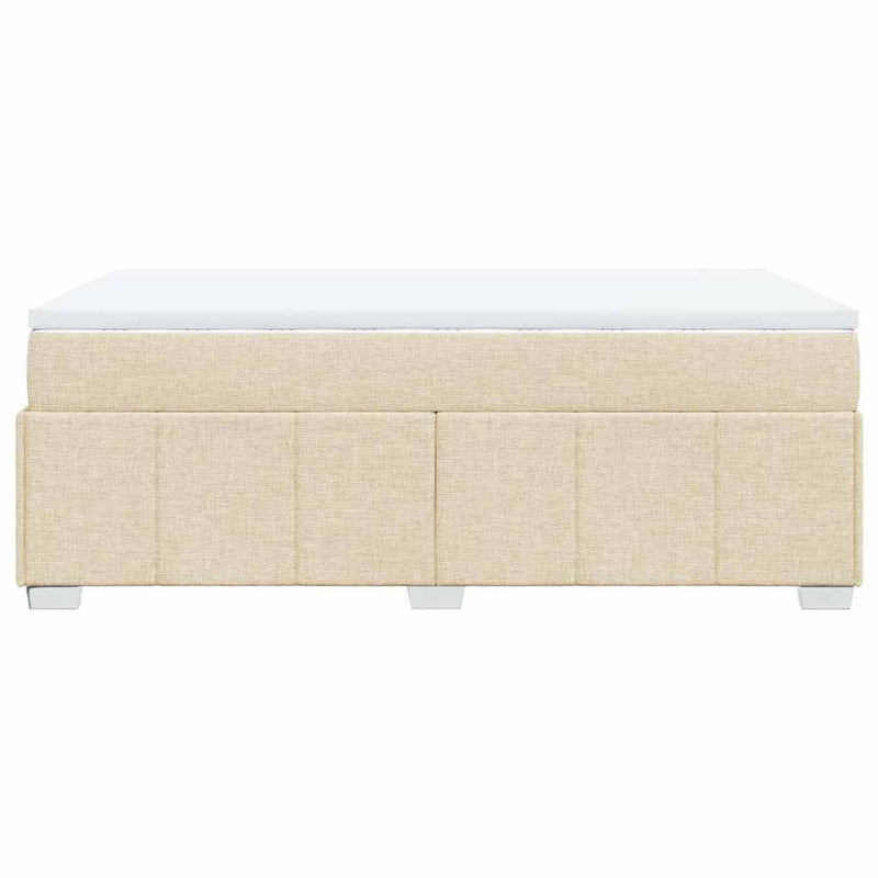 Pat box spring cu saltea, crem, 120x200 cm, textil