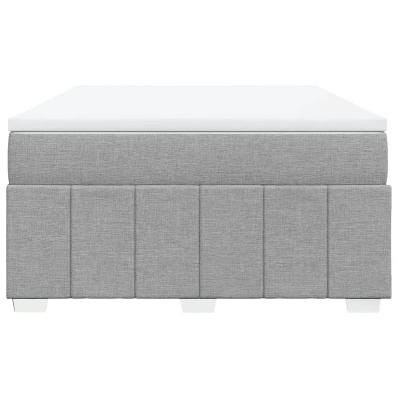 Pat box spring cu saltea, gri deschis, 140x190 cm, textil