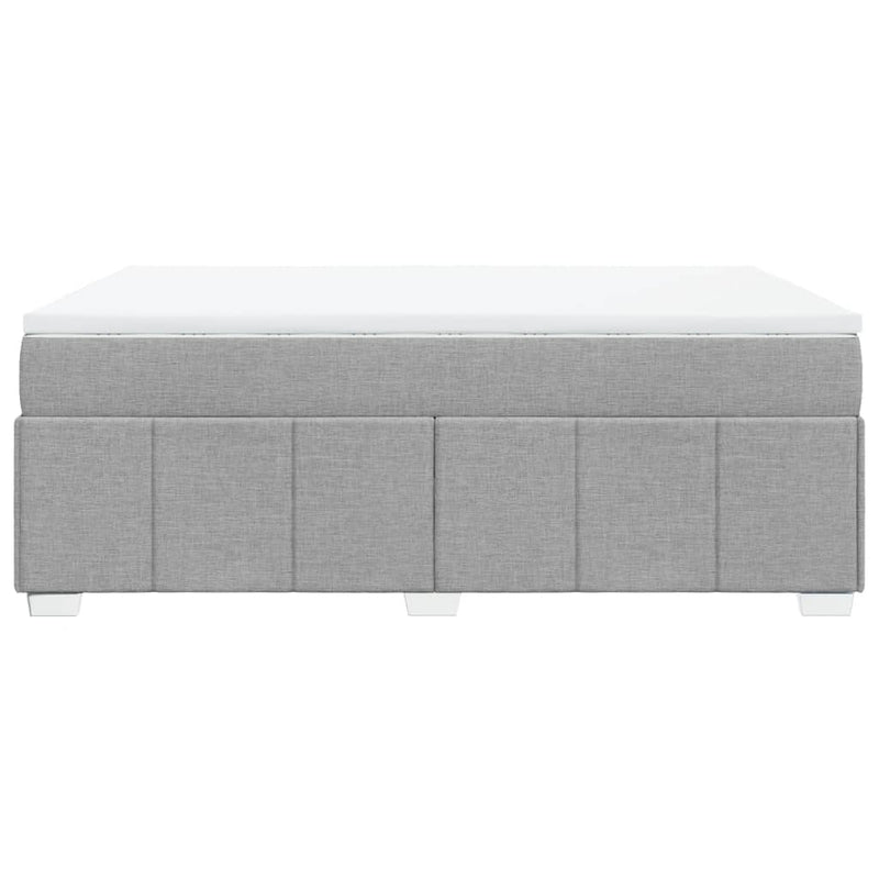 Pat box spring cu saltea, gri deschis, 140x190 cm, textil