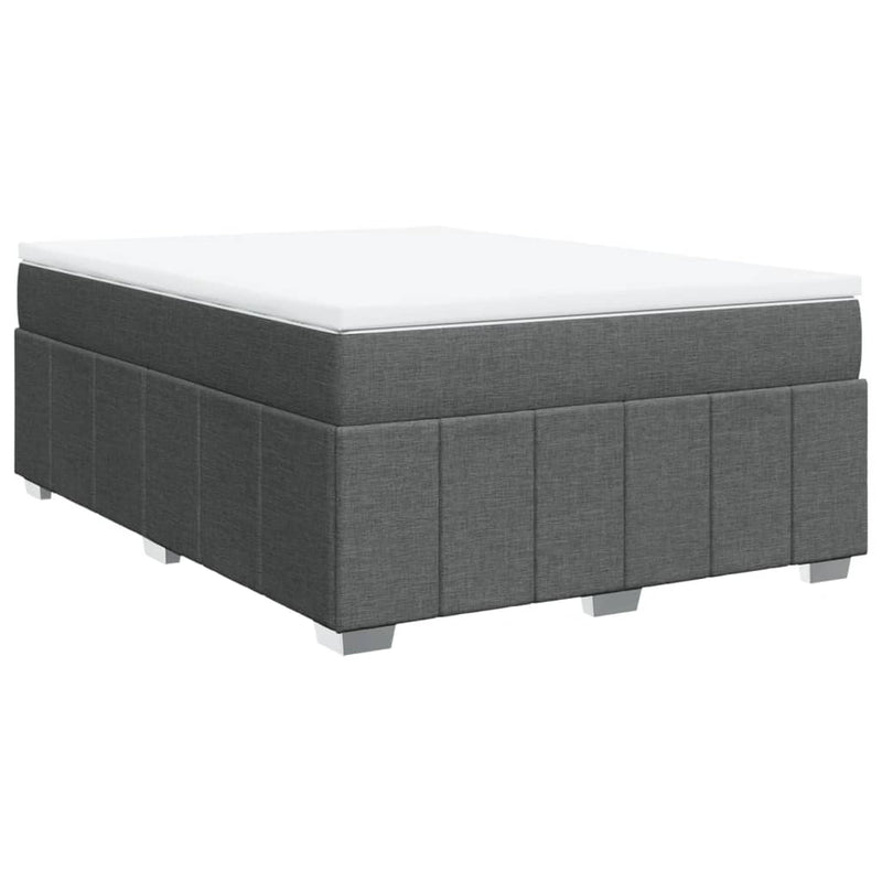Pat box spring cu saltea, gri închis, 140x190 cm, textil