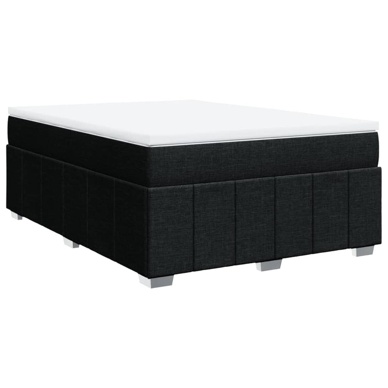 Pat box spring cu saltea, negru, 140x190 cm, textil