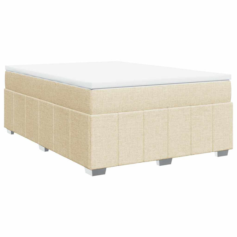 Pat box spring cu saltea, crem, 140x200 cm, textil