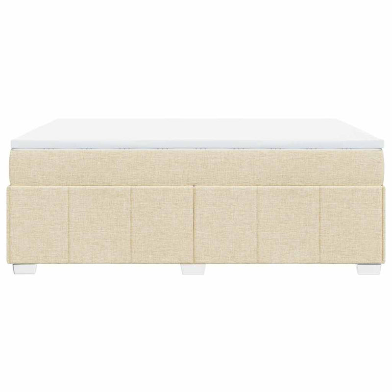 Pat box spring cu saltea, crem, 140x200 cm, textil