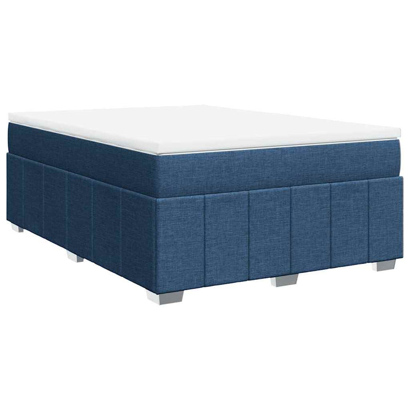 Pat box spring cu saltea, albastru, 140x200 cm, textil