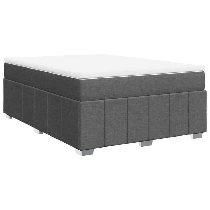 Pat box spring cu saltea, gri închis, 140x200 cm, textil