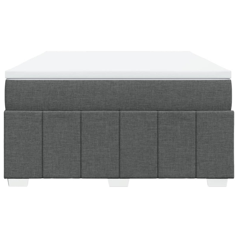 Pat box spring cu saltea, gri închis, 140x200 cm, textil