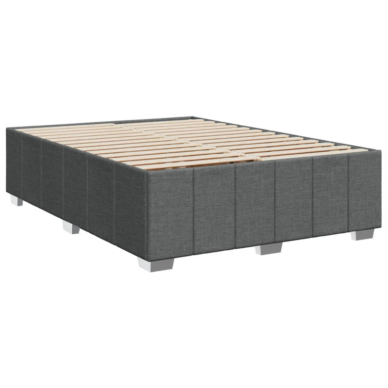 Pat box spring cu saltea, gri închis, 140x200 cm, textil