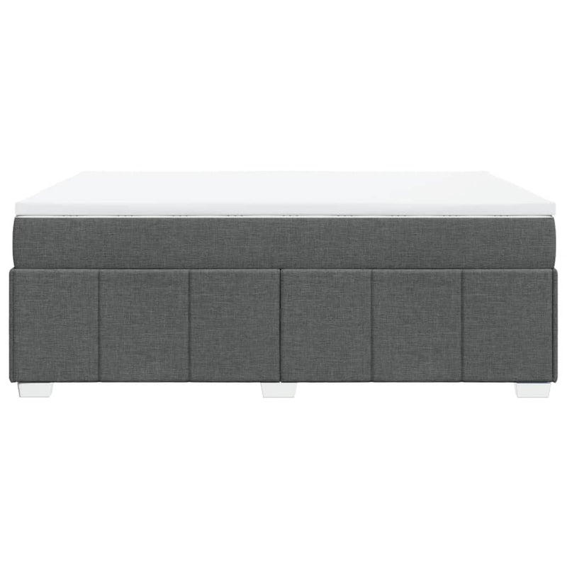 Pat box spring cu saltea, gri închis, 140x200 cm, textil